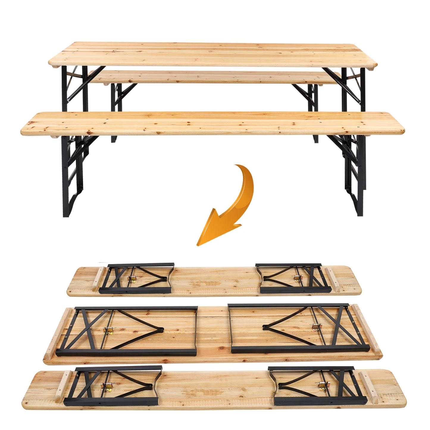 Picnic Combo 3PCS Set, 5.8FT Wood Table