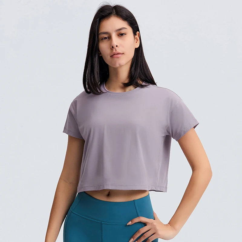 Sexy Yoga Crop Top Short Sleeve