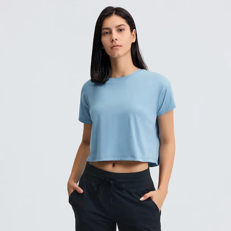 Sexy Yoga Crop Top Short Sleeve