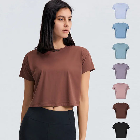 Sexy Yoga Crop Top Short Sleeve