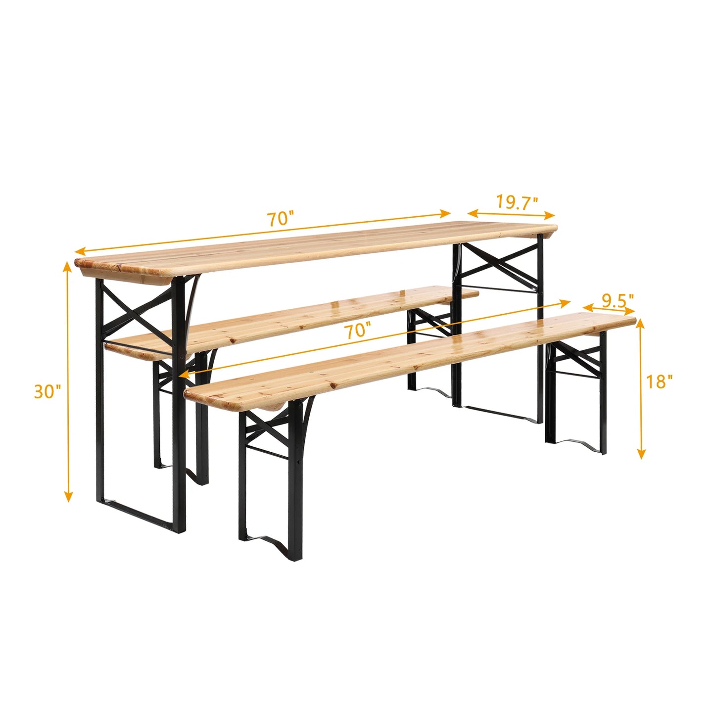 Picnic Combo 3PCS Set, 5.8FT Wood Table