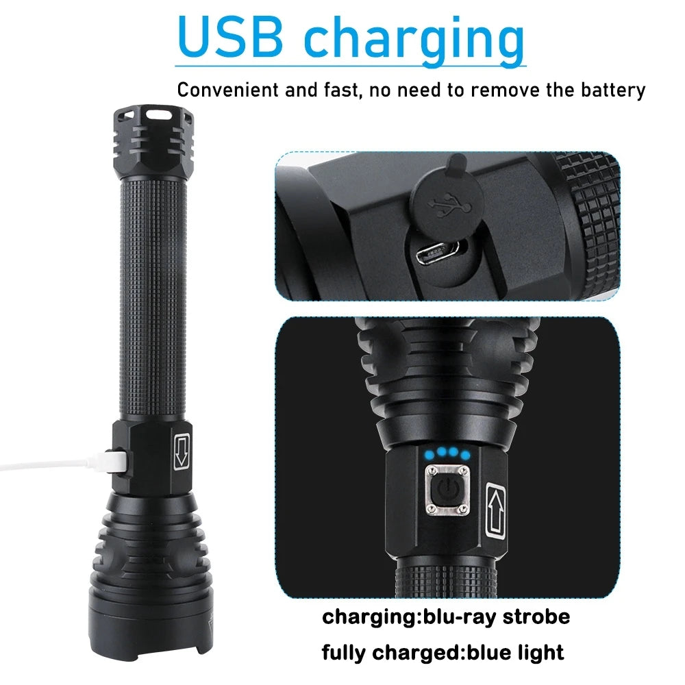 USB Rechargable LED Flashlight Torch