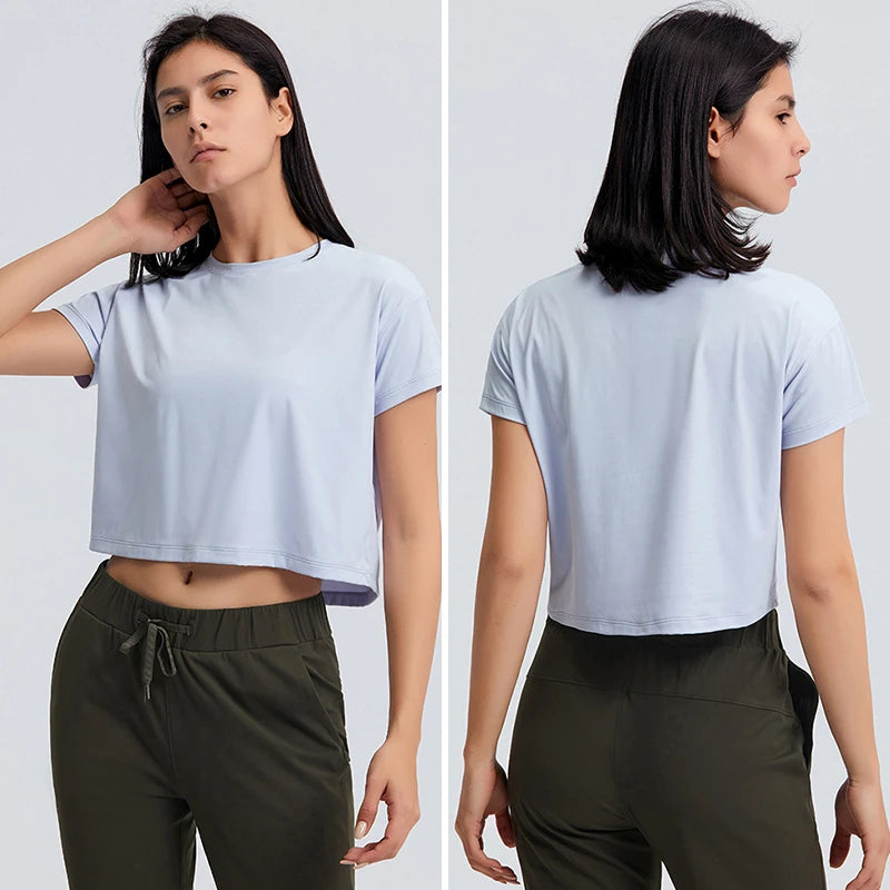 Sexy Yoga Crop Top Short Sleeve