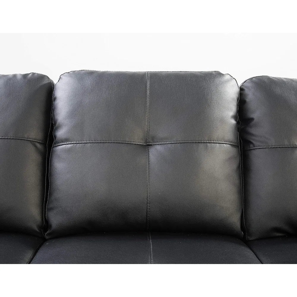 Faux Leather L-Shape 6 Seat Sectional Couch