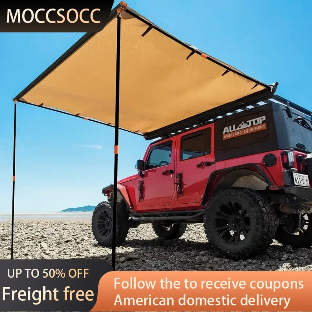 Vehicle Awning 6.6'x8.2' Roof Rack Pull-Out Sun Shade