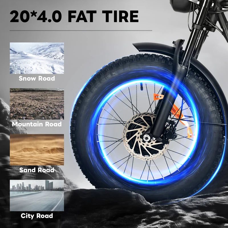 2000W Dual Motor Electric Bike 20 Inch Fat Tire  48V 20AHE Bike