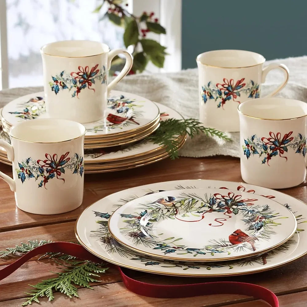 6-Piece Ceramic tableware, Winter Greetings