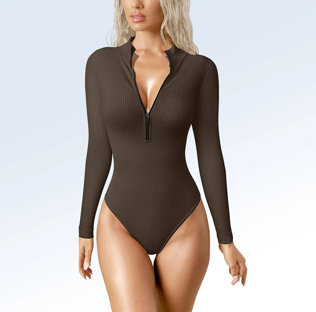 Women's Bodysuits  Zip Front Long Sleeve