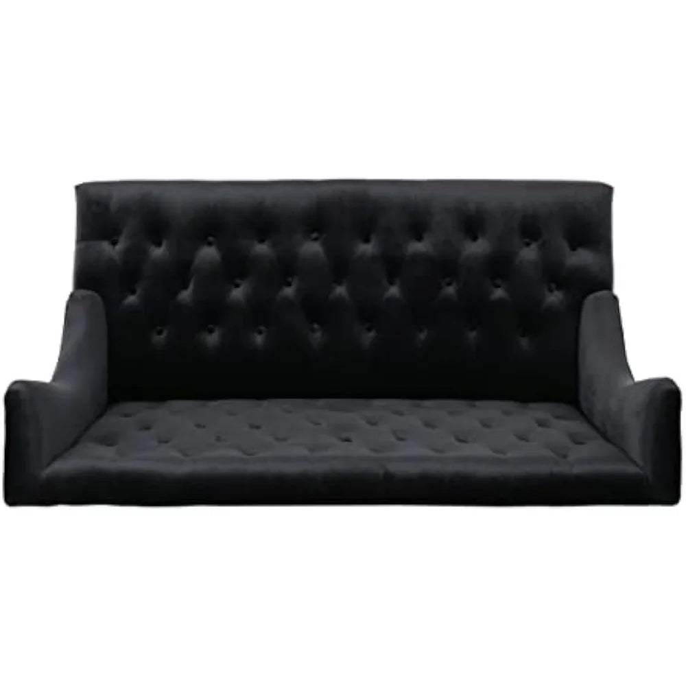 Tufted Velvet Wingback Loveseat, Black