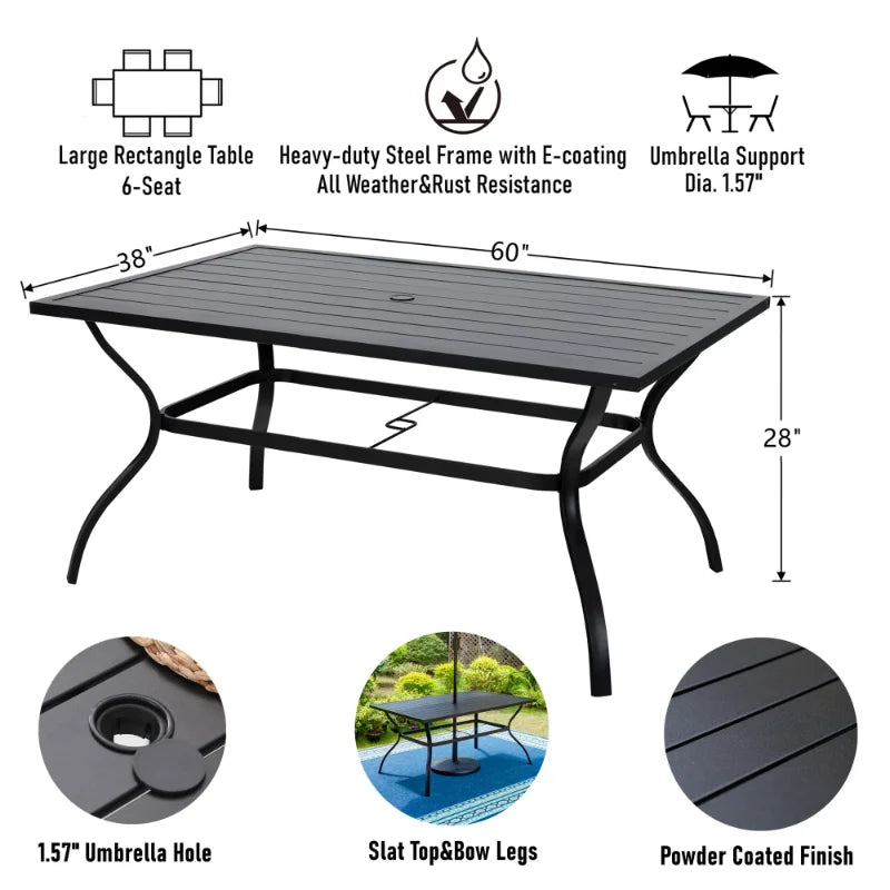 Modern Steel 7-Piece Outdoor Patio Dining Set