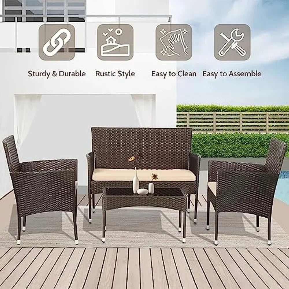 Outdoor Patio Furniture Set 4 Pieces