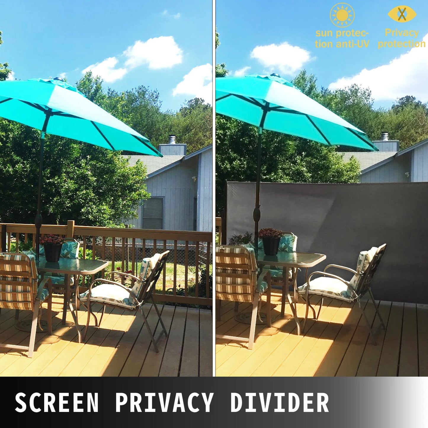 VEVOR Retractable Side Awning Outdoor Patio Screen Fence Privacy Divider Garden Outdoor Pool Patio Terrace Sun Shade Wind Screen