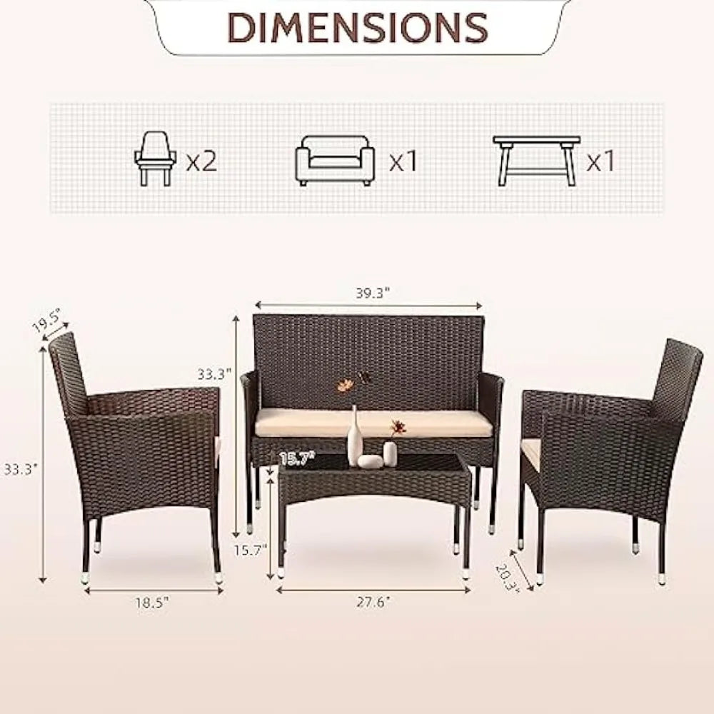 Outdoor Patio Furniture Set 4 Pieces