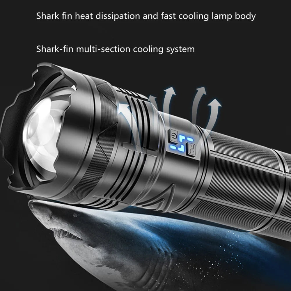 High Power 100W GT60 LED Flashlight Super Bright Spotlight Long Range Zoomable