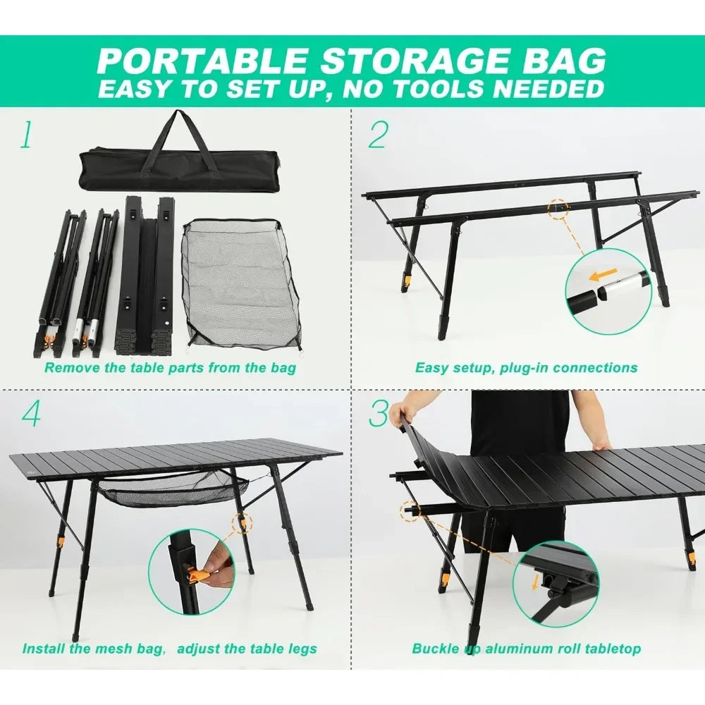 Camping Table With Carry Bag  47.2 Inch Length Folding Cart