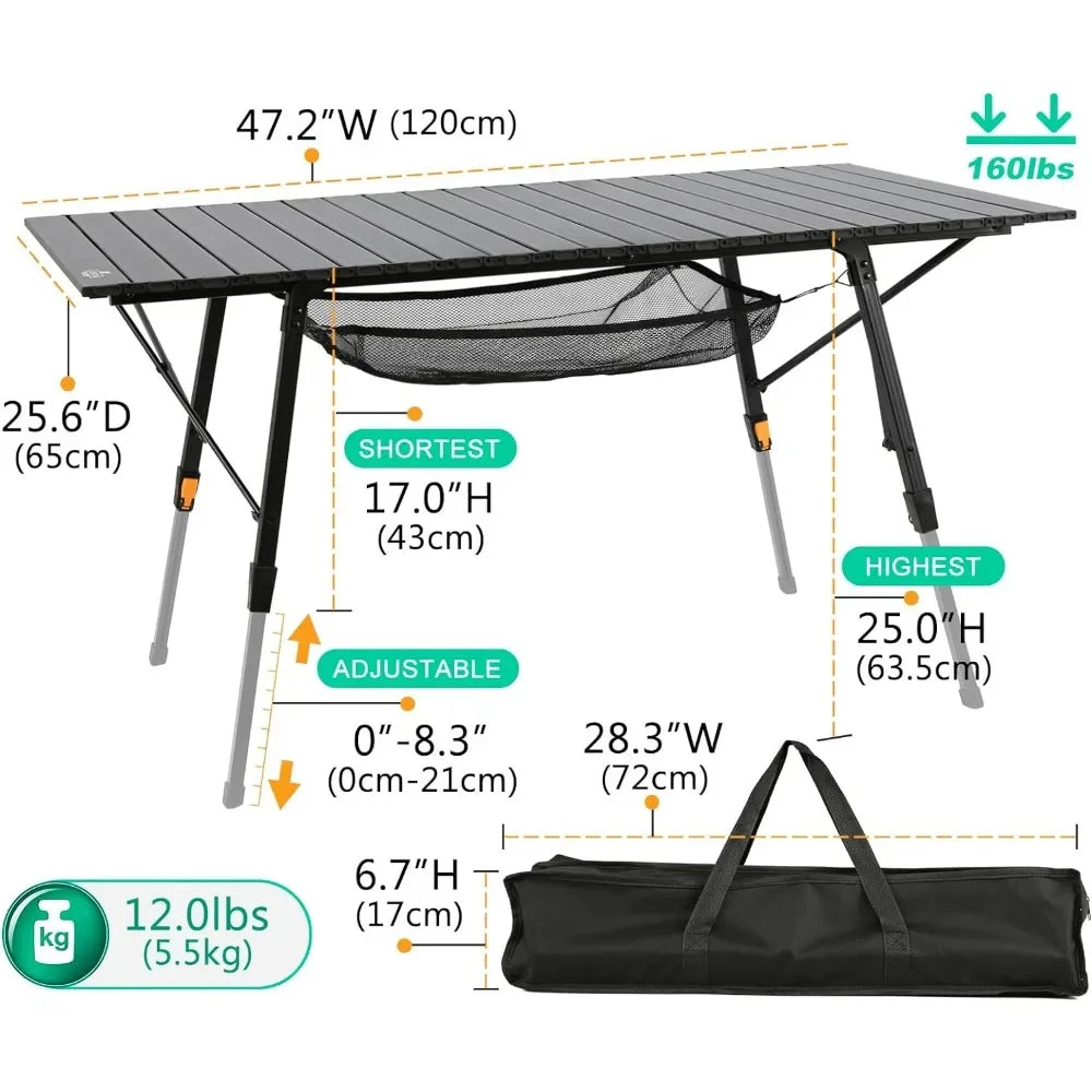 Camping Table With Carry Bag  47.2 Inch Length Folding Cart