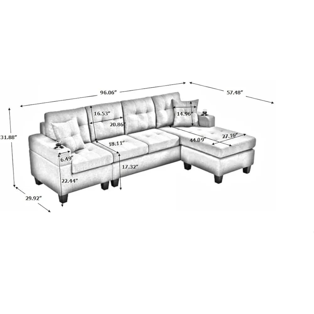 L-shaped Upholstered Modular Sofa