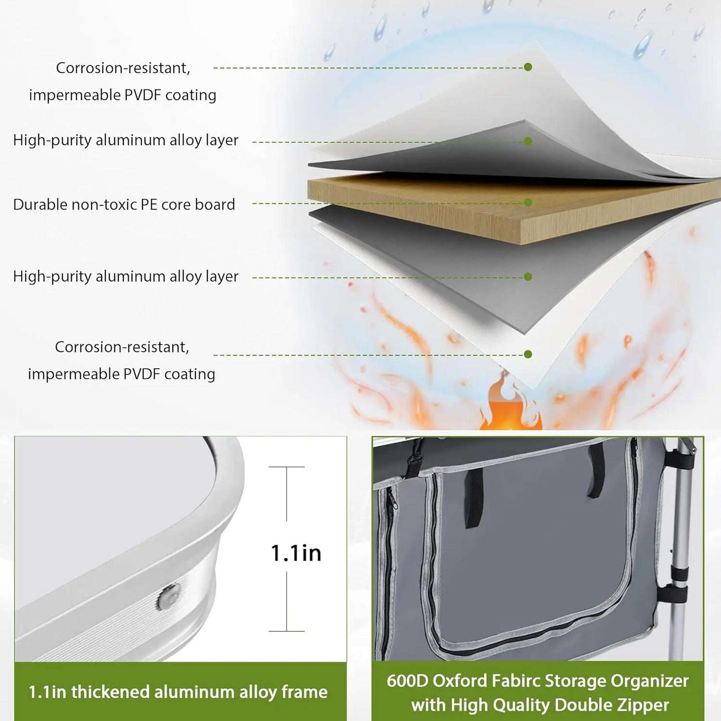 Camping Table with Storage Organizer