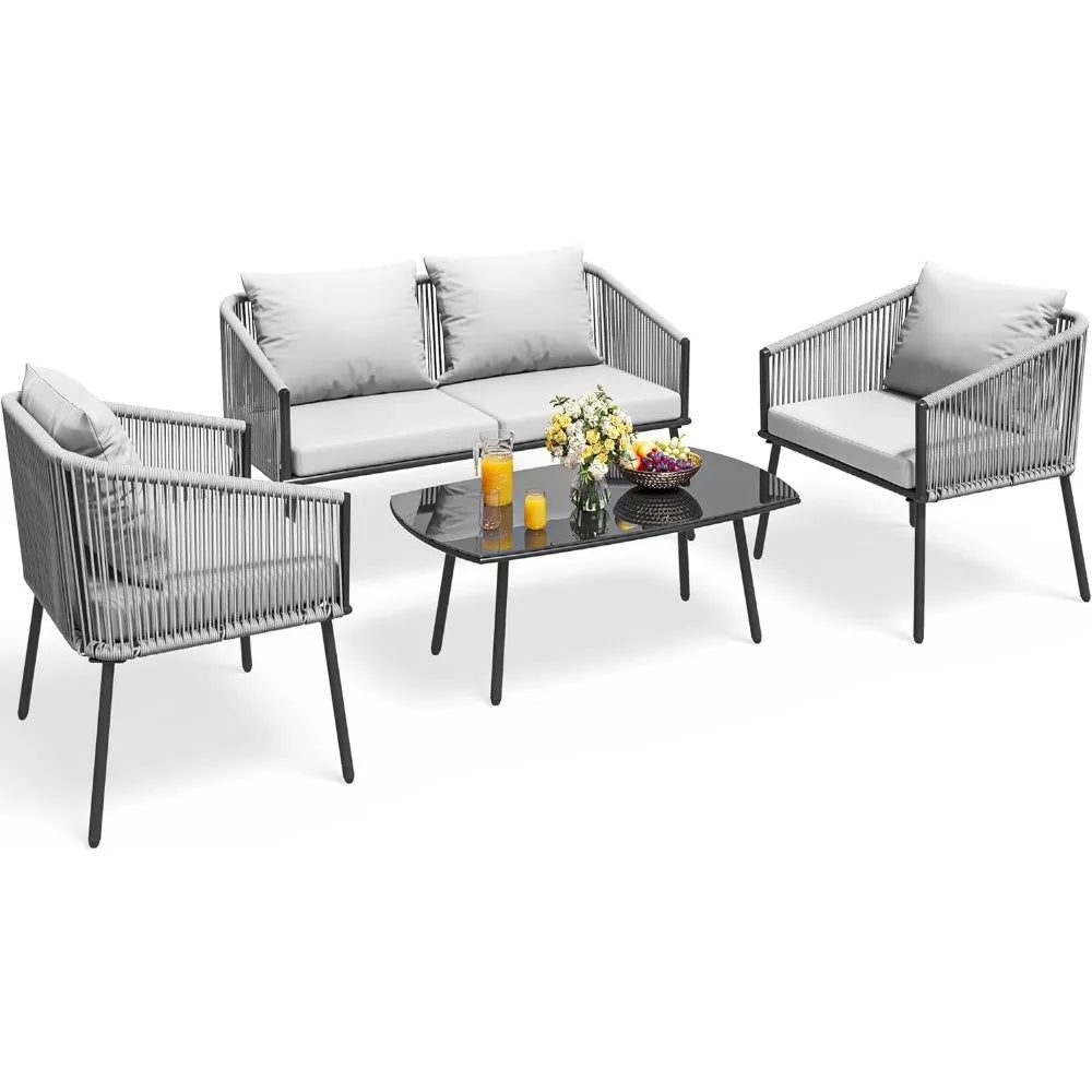 4-Piece Patio Furniture Outdoor Bistro Set,All Weather