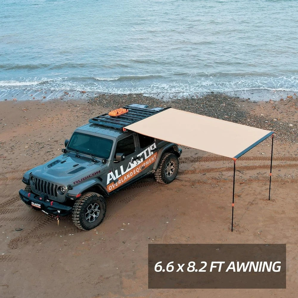 Vehicle Awning 6.6'x8.2' Roof Rack Pull-Out Sun Shade