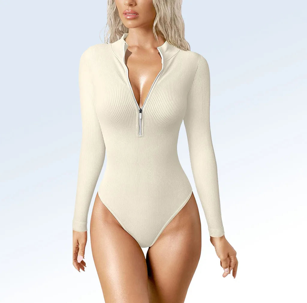 Women's Bodysuits  Zip Front Long Sleeve