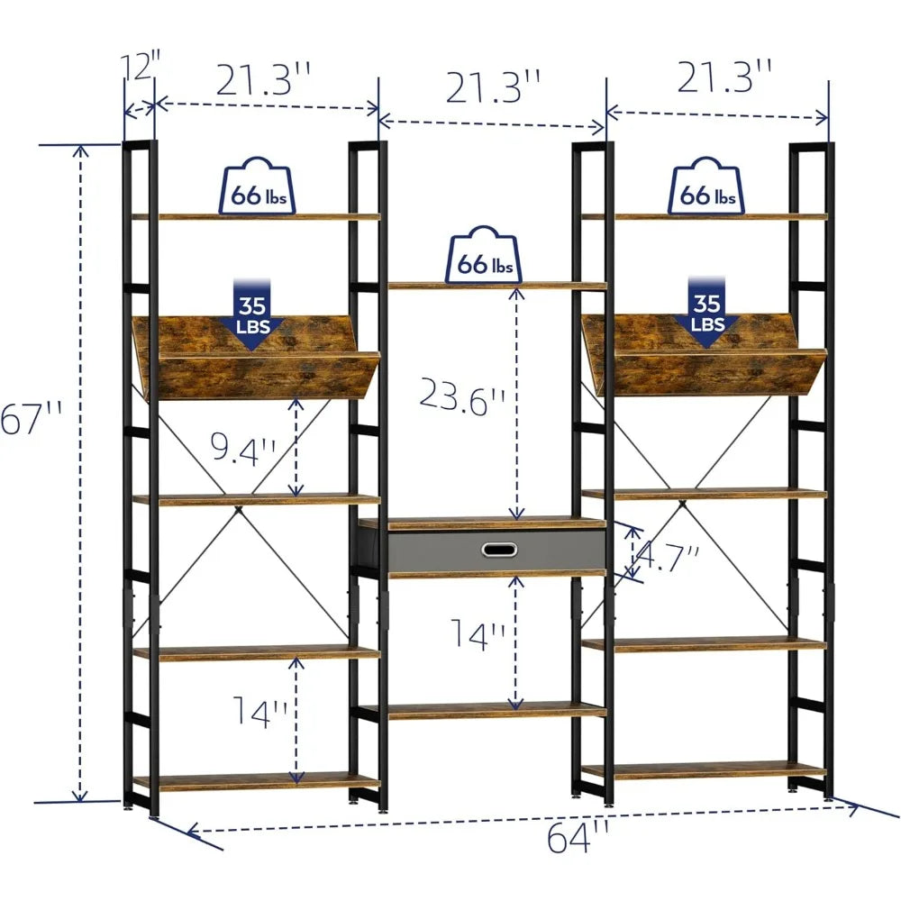 Adjustable Rustic Industrial Style Book Shelves