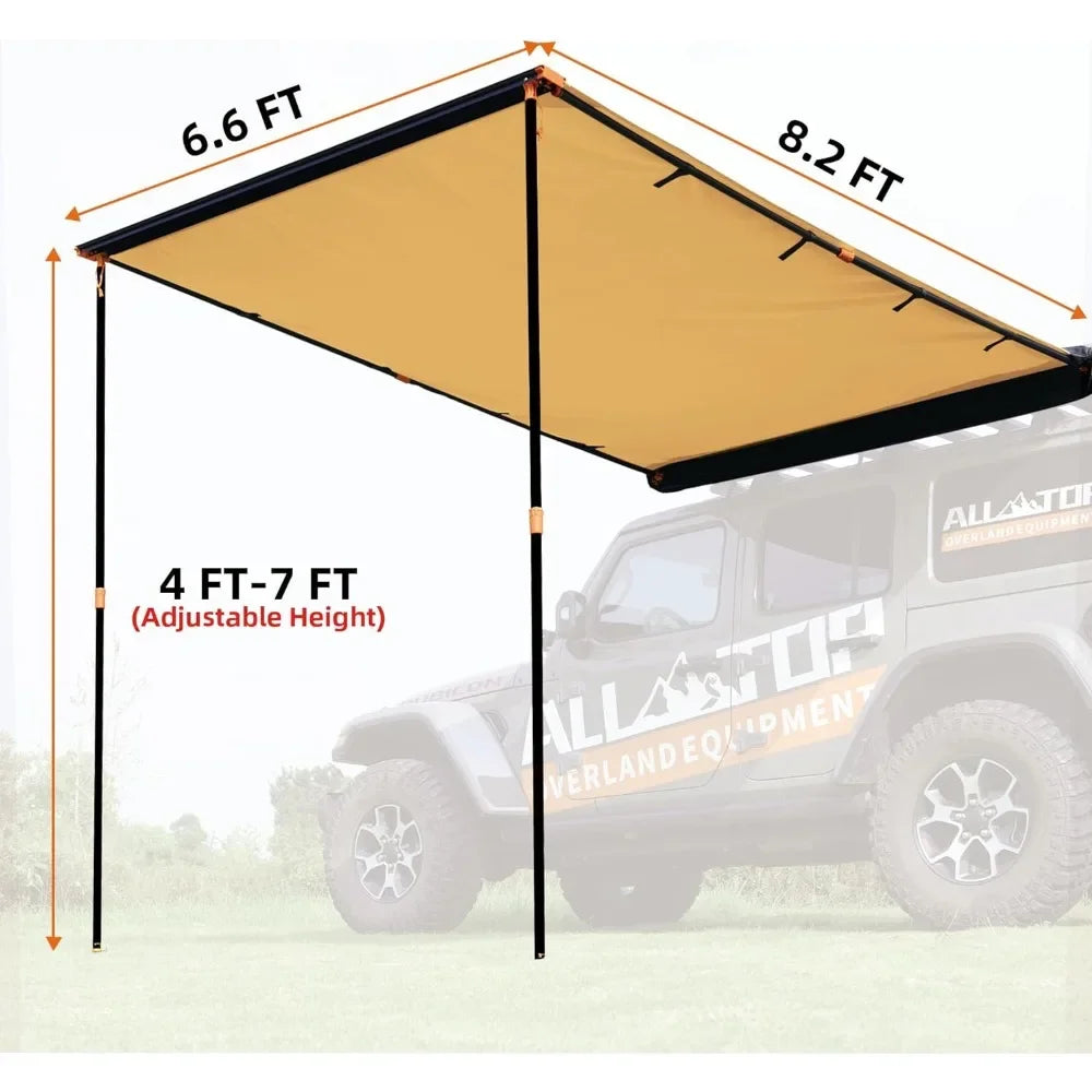 Vehicle Awning 6.6'x8.2' Roof Rack Pull-Out Sun Shade