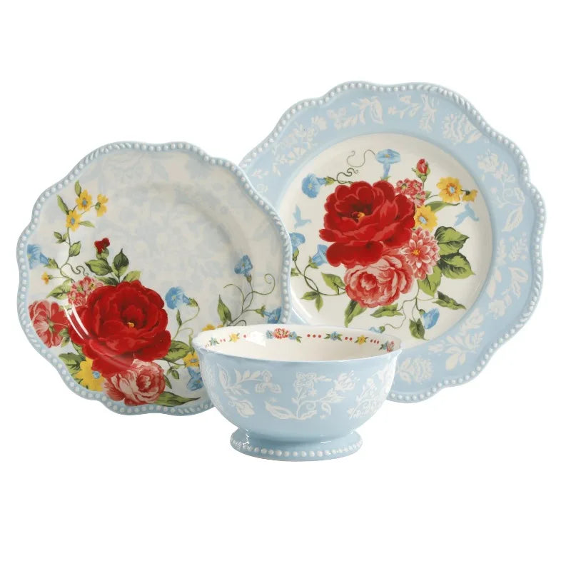 12-Piece Dinnerware Set, Woman Sweet Rose