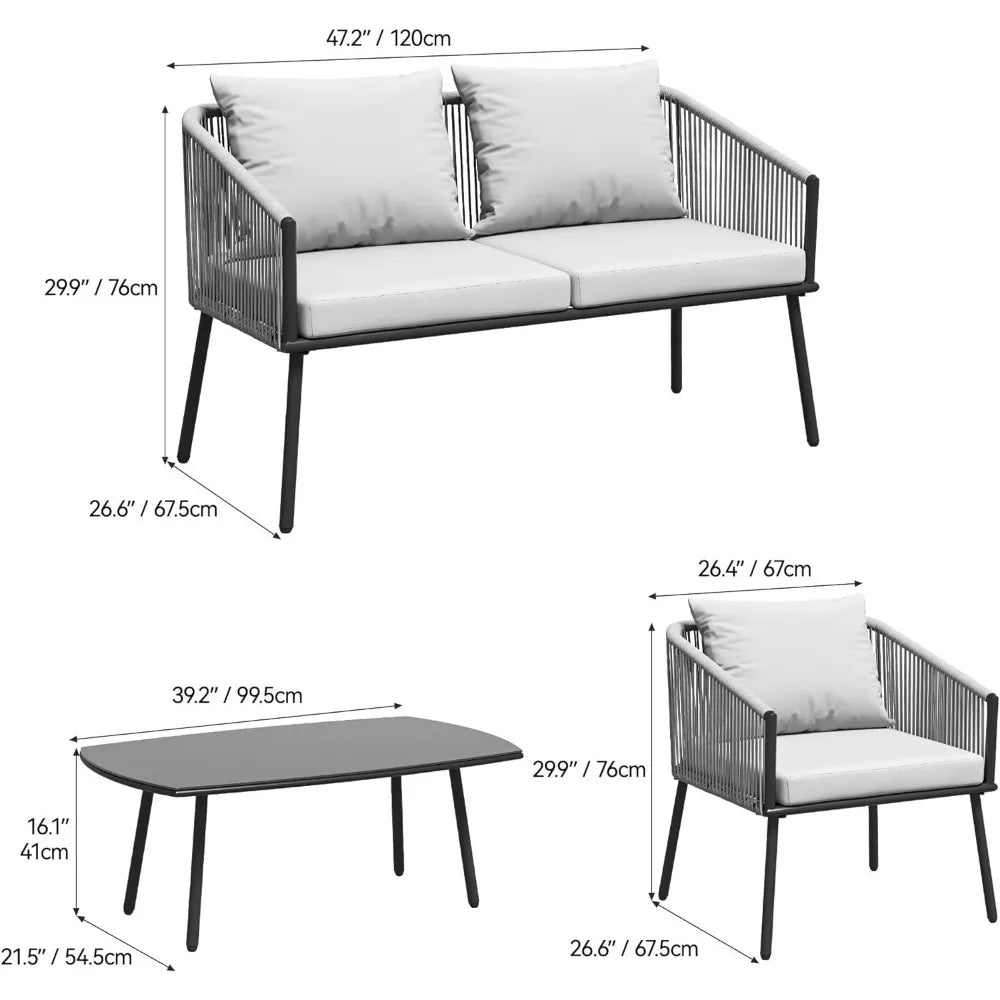 4-Piece Patio Furniture Outdoor Bistro Set,All Weather