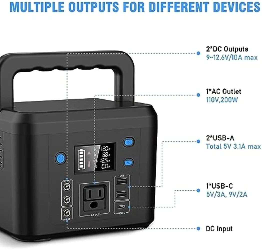 Portable Power Station 200W Solar Generator External Battery