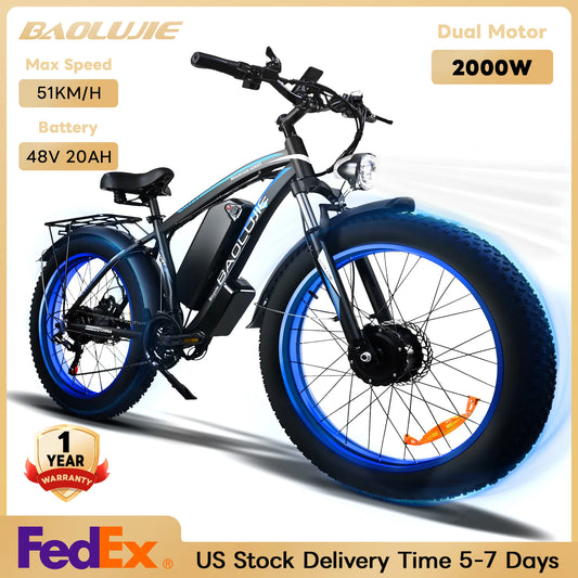 2000W Electric Bike with 20Ah Removable Battery 26"×4"Fat Tire